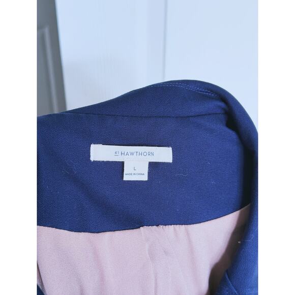 41 Hawthorn Crue Double Breasted Belted Trench PeaCoat Jacket Navy Blue Large - Picture 6 of 12